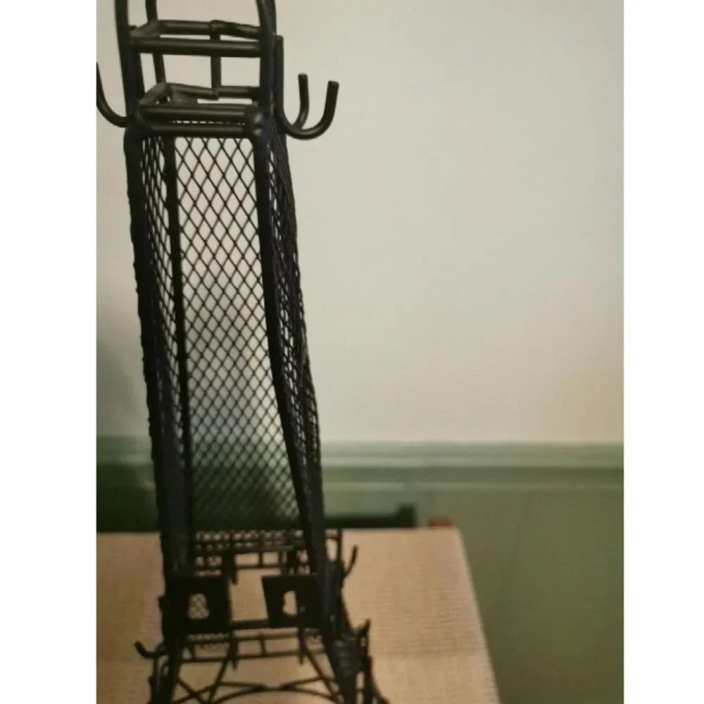 Paris Eiffel Tower Black Wire/Metal Wall-Mountainbal Jewelry Organizer